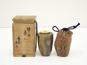 備前焼　木村友敬造　肩衝茶入（共箱）□z